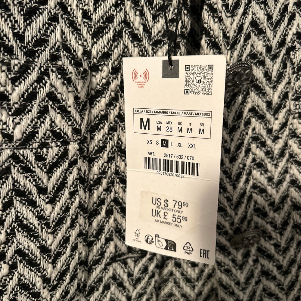 Zara Monochrome Herringbone Jacket - Picture 2 of 4